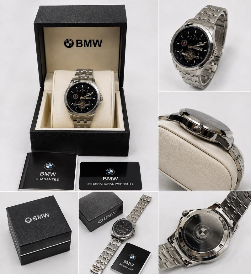 BMW Black Dial Steel Watch
